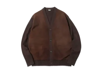A.PRESSE Cashmere Leather Combination Cardigan "Brown"