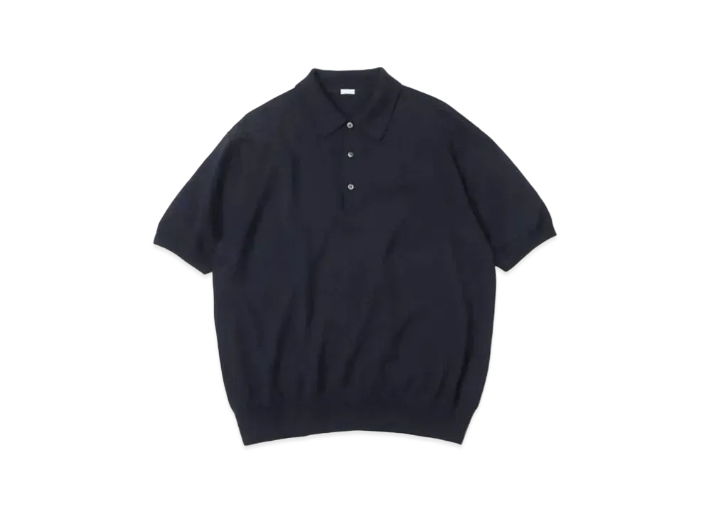 A.PRESSE Cotton Knit S/S Polo Shirts "Navy"
