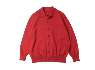 A.PRESSE Cotton Knit Polo Collar Cardigan "Red"
