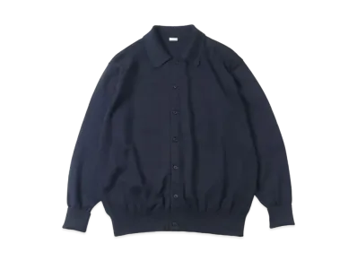 A.PRESSE Cotton Knit Polo Collar Cardigan "Navy"