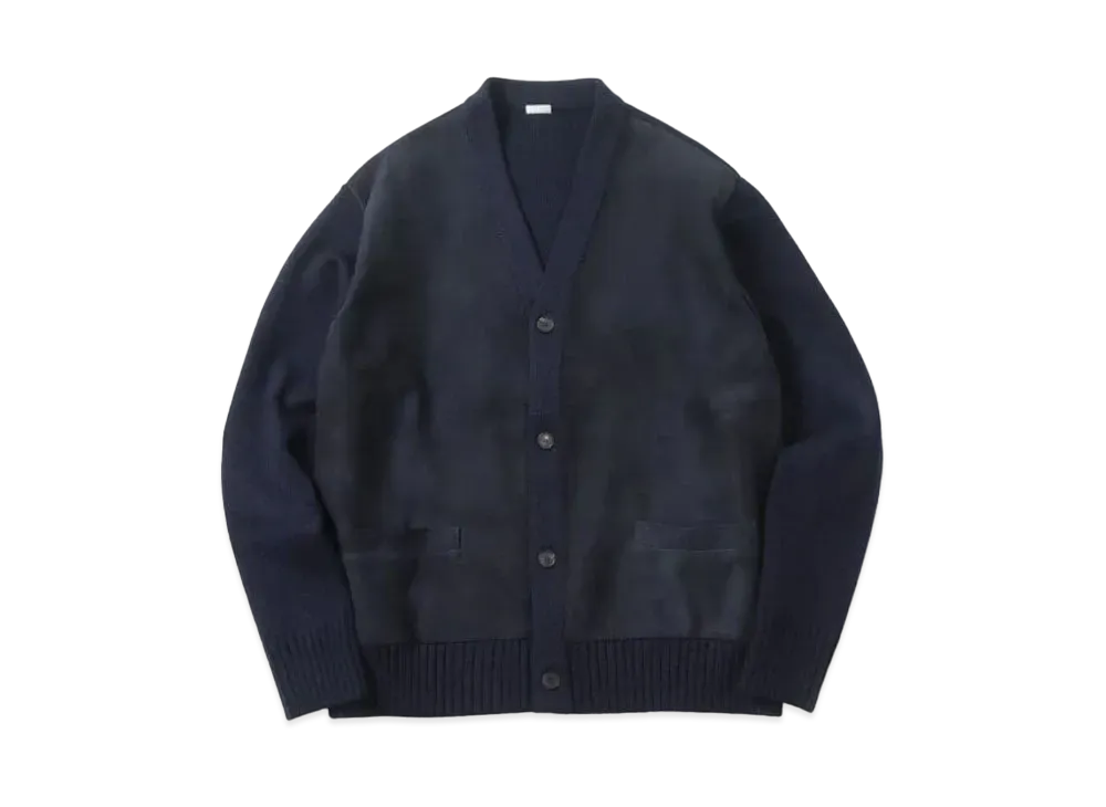 A.PRESSE Cashmere Suede Combination Cardigan "Navy"