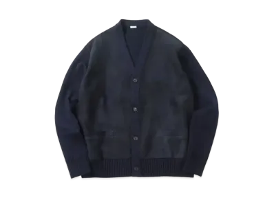 A.PRESSE Cashmere Suede Combination Cardigan "Navy"