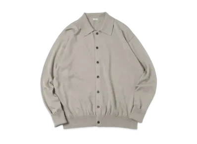 A.PRESSE Cotton Knit Polo Collar Cardigan "Sage"