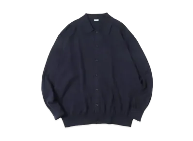 A.PRESSE Cotton Knit Polo Collar Cardigan "Navy"