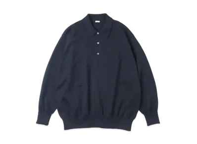 A.PRESSE Cotton Knit L/S Polo Shirts "Navy"