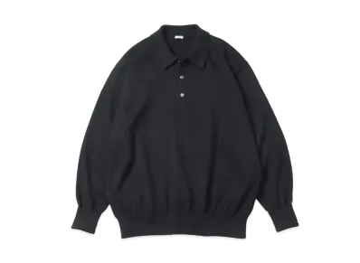 A.PRESSE Cotton Knit L/S Polo Shirts "Black"