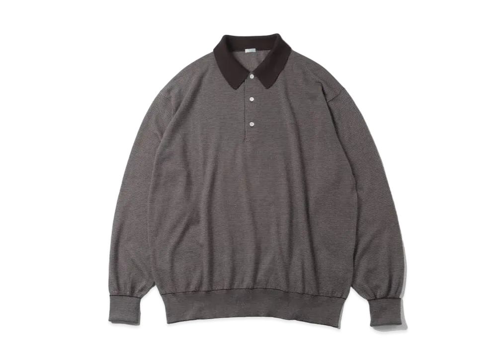 A.PRESSE High Gauge L/S Striped Polo Shirts "Brown"