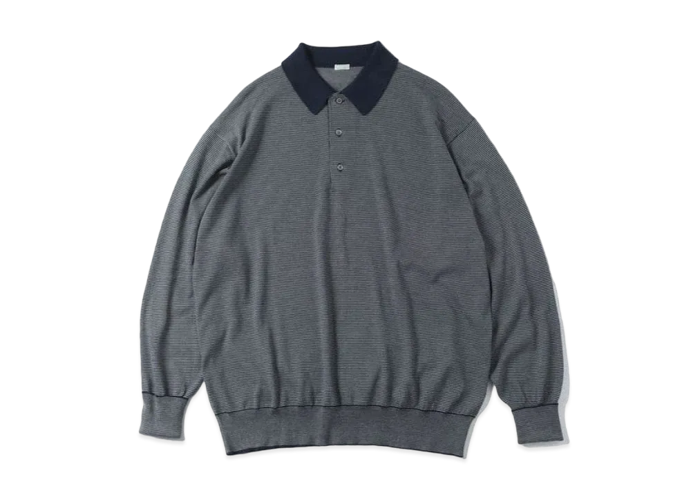 A.PRESSE High Gauge L/S Striped Polo Shirts "Navy"