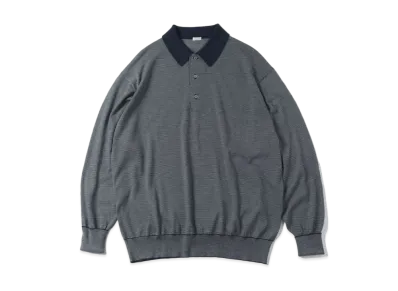 A.PRESSE High Gauge L/S Striped Polo Shirts "Navy"