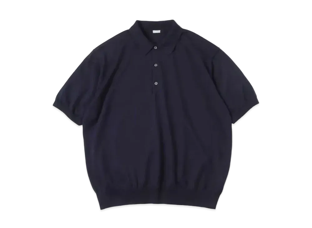 A.PRESSE Cotton Knit S/S Polo Shirts "Navy"