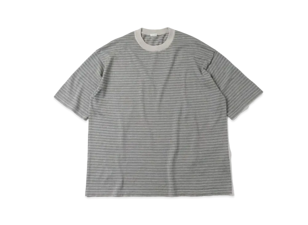 A.PRESSE High Gauge S/S Striped T-Shirt "Ecru Green"