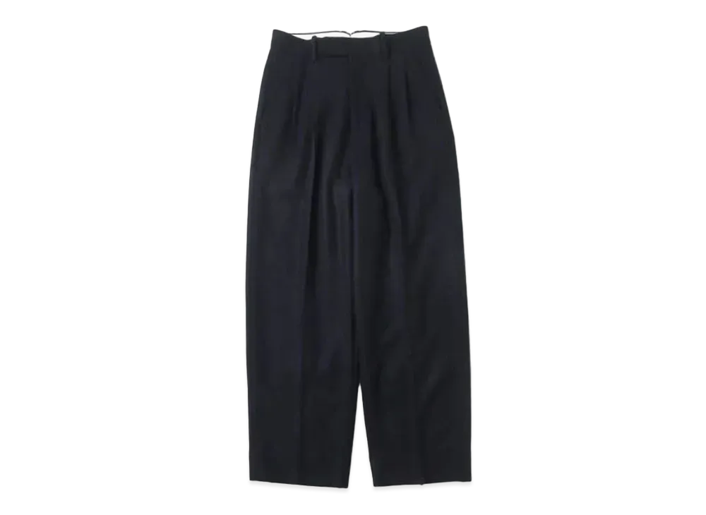 A.PRESSE Cashmere Light Flannel Wide Tapered Trousers "Navy"