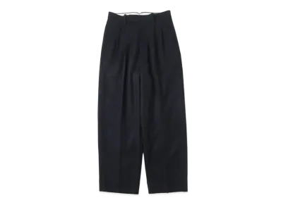 A.PRESSE Cashmere Light Flannel Wide Tapered Trousers "Navy"