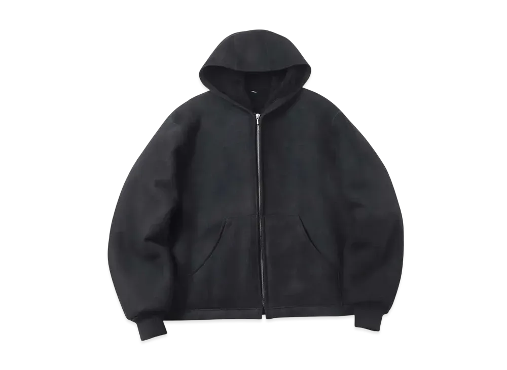 A.PRESSE Mouton ZIP leather Hoodie "Black"