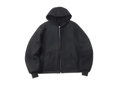 A.PRESSE Mouton ZIP leather Hoodie "Black"