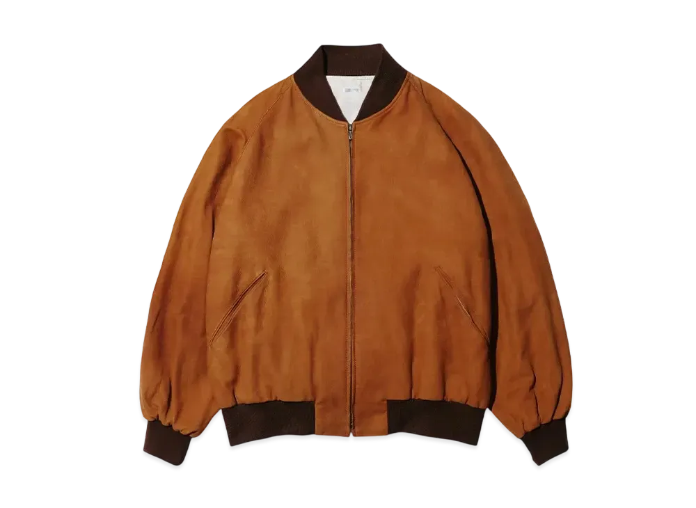 A.PRESSE Vintage Nubuck leather Rib Blouson "Brown"