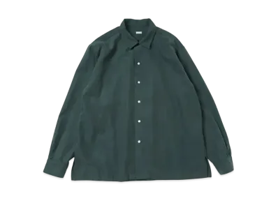 A.PRESSE Silk Cotton Open Collar L/S Shirt "Green"