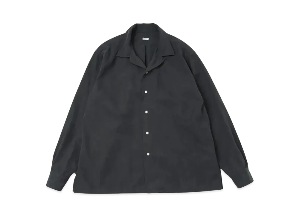A.PRESSE Silk Cotton Open Collar L/S Shirt "Black"