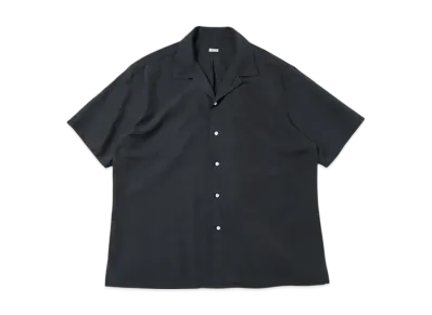 A.PRESSE Silk Cotton Open Collar S/S Shirt "Black"