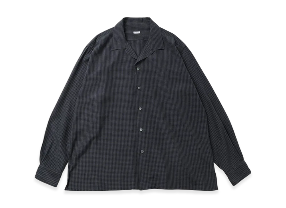 A.PRESSE Silk Rayon Open Collar L/S Shirt "Graph Check"