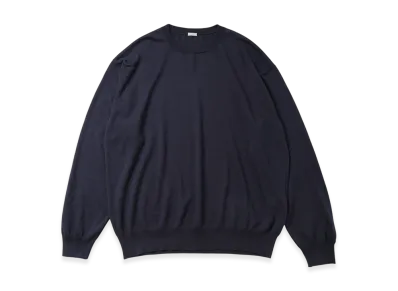 A.PRESSE Wool Cotton High Gauge Crew Neck Sweater "Navy"