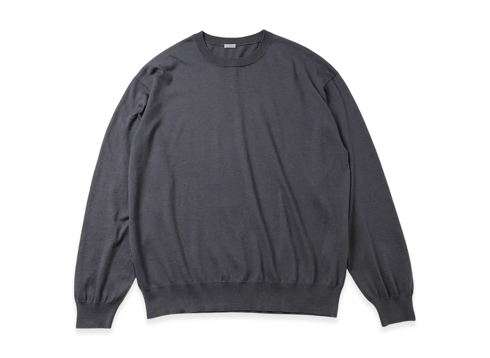 A.PRESSE Wool Cotton High Gauge Crew Neck Sweater "Gray"