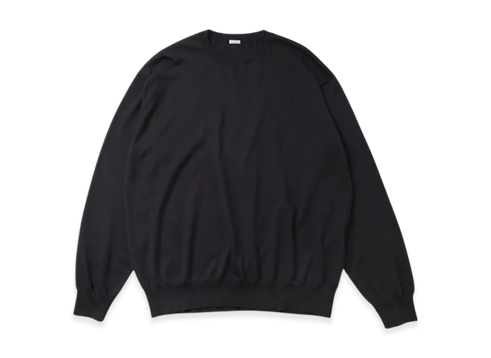A.PRESSE Wool Cotton High Gauge Crew Neck Sweater "Black"