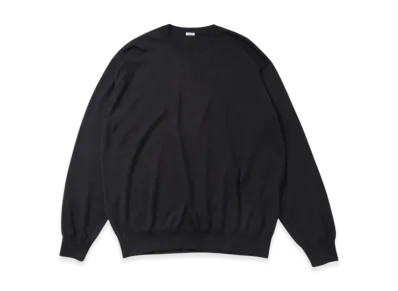 A.PRESSE Wool Cotton High Gauge Crew Neck Sweater "Black"