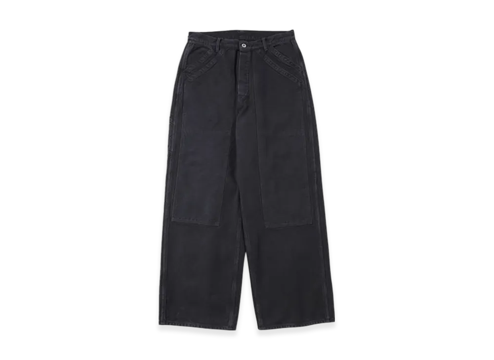 A.PRESSE Vintage Silk Hemp Double Knee Pants "Black"