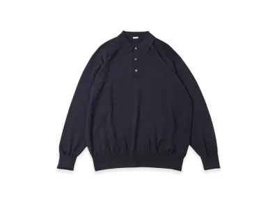 A.PRESSE Wool Knit L/S Polo Shirts "Navy"