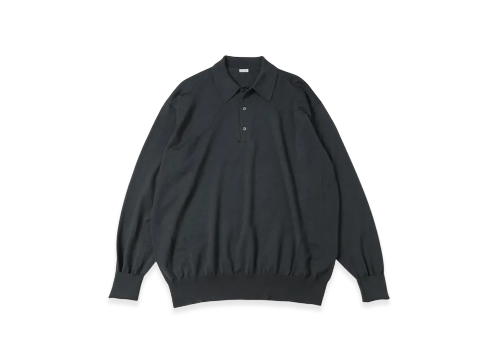 A.PRESSE Wool Knit L/S Polo Shirts "Khaki"