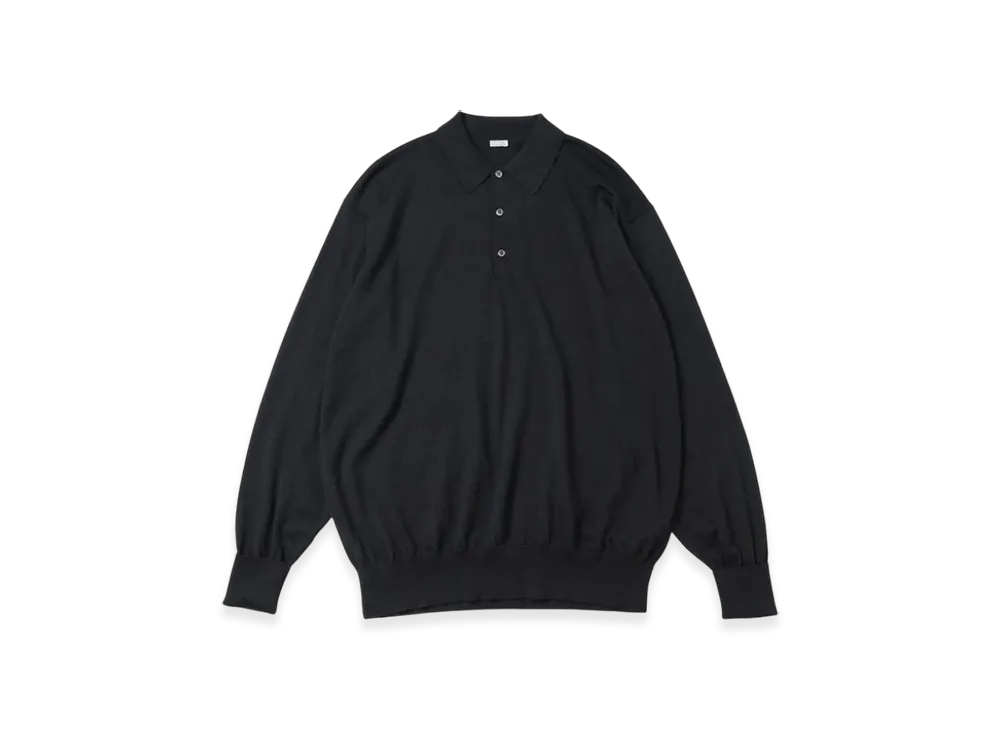 A.PRESSE Wool Knit L/S Polo Shirts "Black"