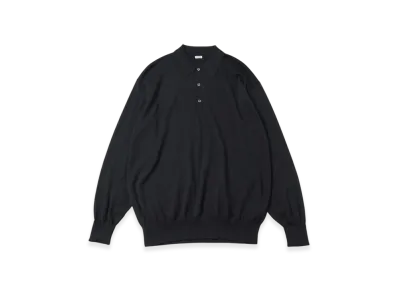A.PRESSE Wool Knit L/S Polo Shirts "Black"