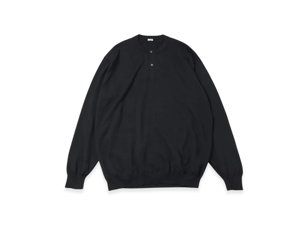 A.PRESSE Wool Knit Henley Neck Sweater "Black"