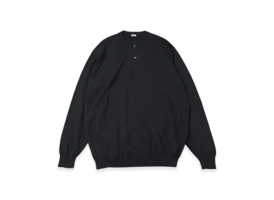 A.PRESSE Wool Knit Henley Neck Sweater "Black"