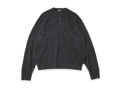 A.PRESSE Cashmere Middle Gauge Henley Neck Sweater "Charcoal"