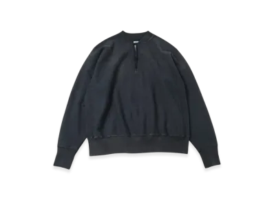 A.PRESSE Vintage Half Zip Rib Collar Sweatshirt "Black"