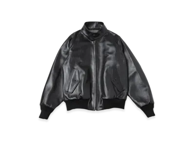 A.PRESSE Leather Harrington Jacket "Black"