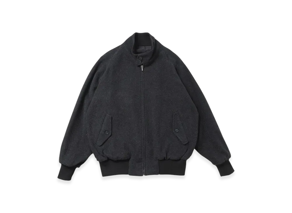 A.PRESSE Silk Cashmere Tweed Harrington Jacket "Charcoal"