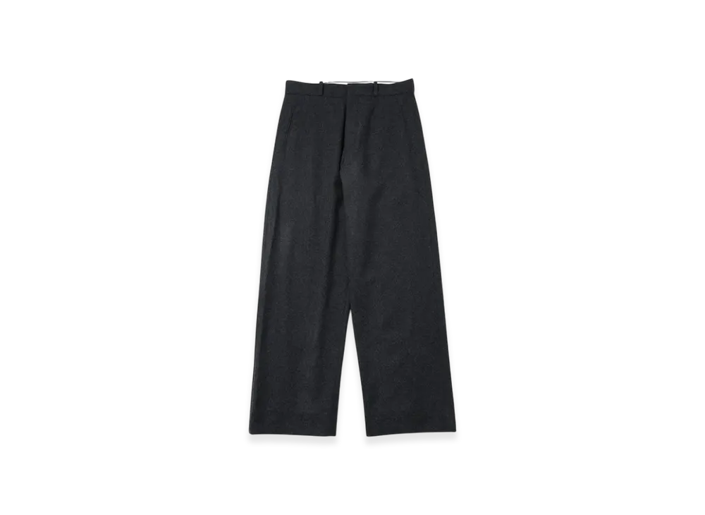 A.PRESSE Wool Flannel Wide Trousers "Charcoal"