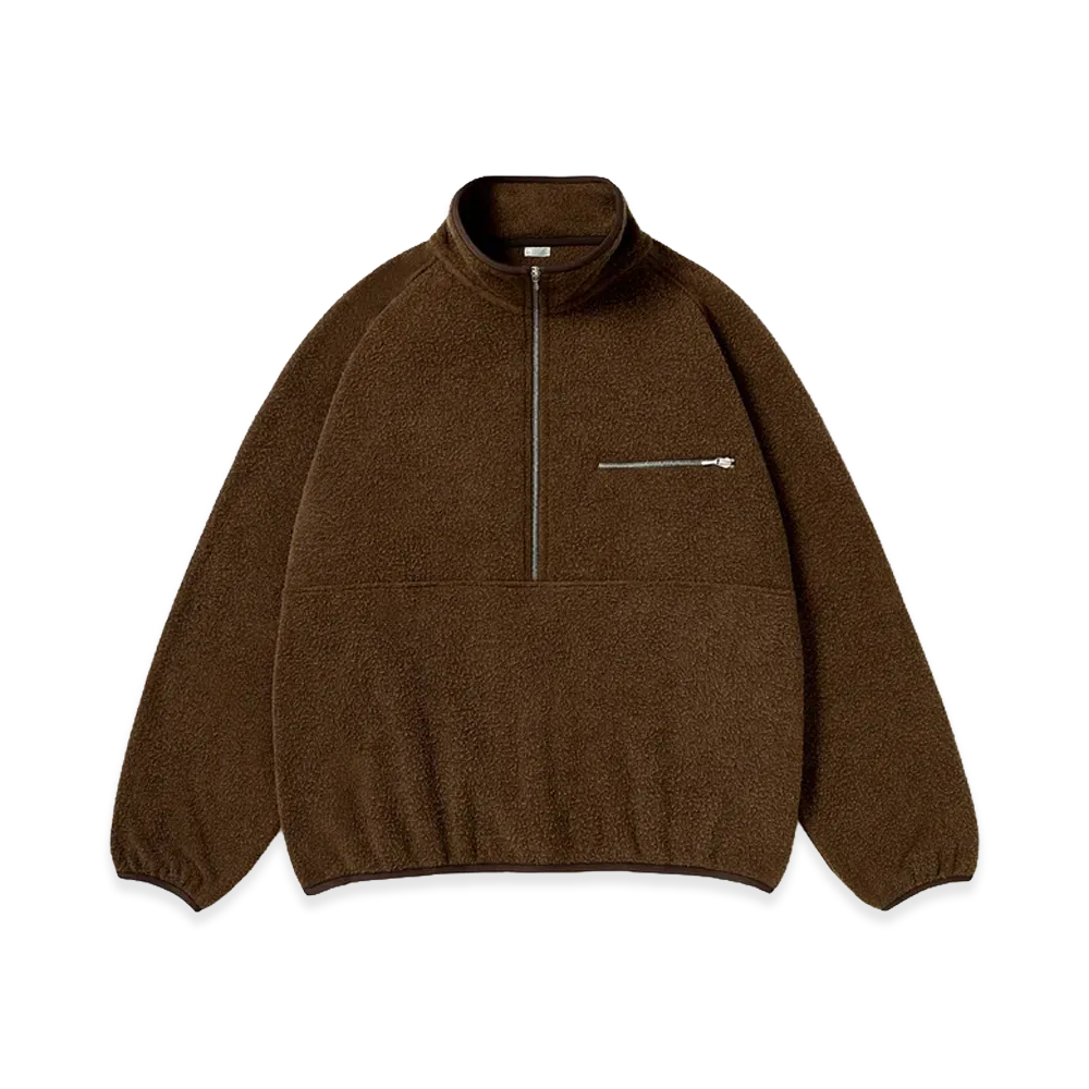 A.PRESSE Vintage Silk Fleece Half-Zip Jacket "Brown"
