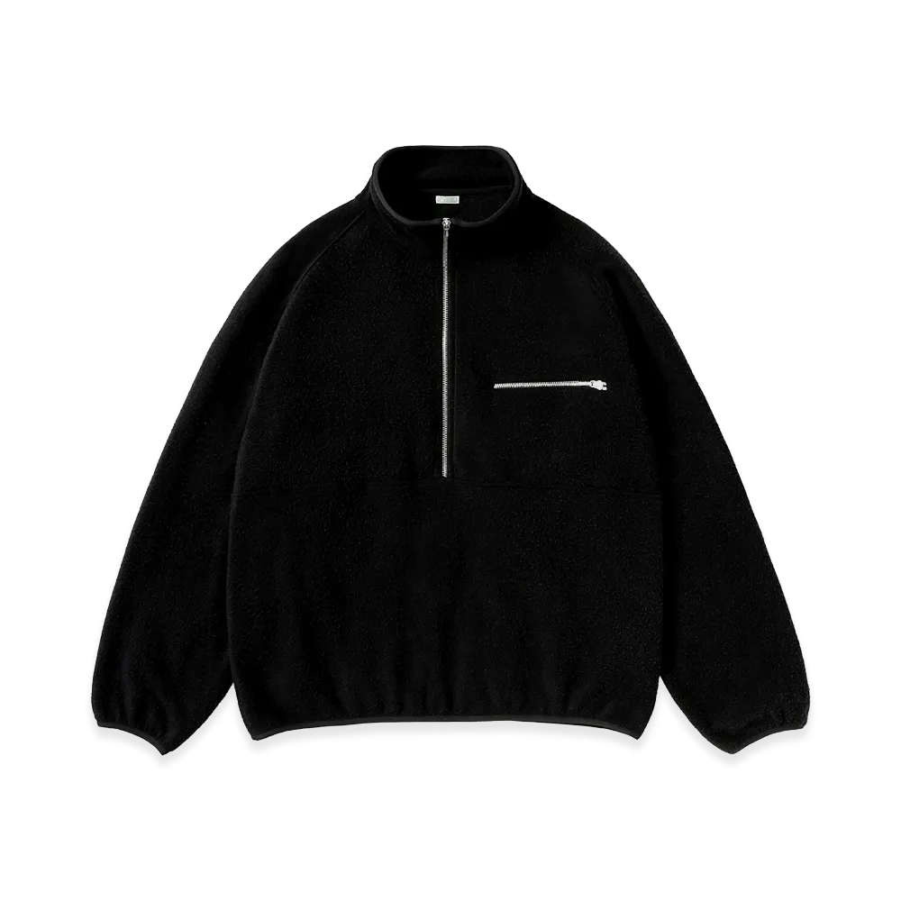 A.PRESSE Vintage Silk Fleece Half-Zip Jacket "Black"