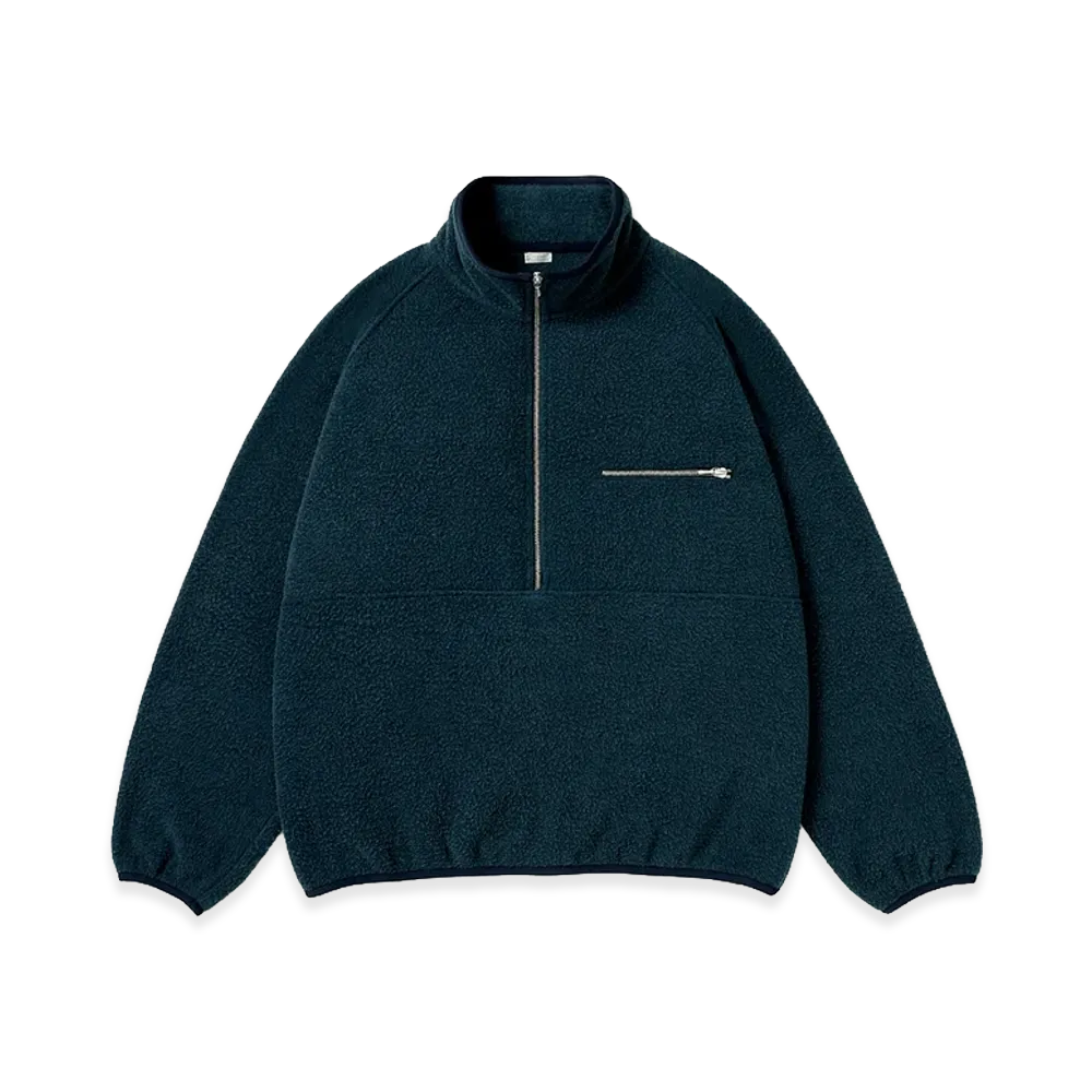 A.PRESSE Vintage Silk Fleece Half-Zip Jacket "Blue"