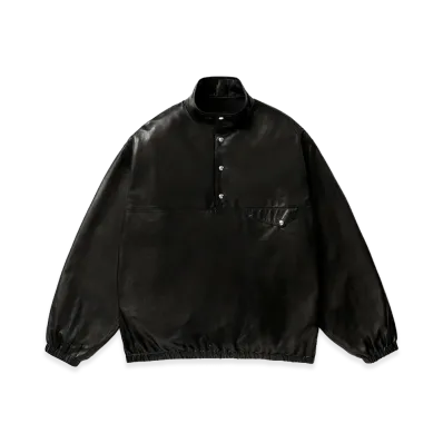 A.PRESSE Leather Pullover Snap Shirt "Black"
