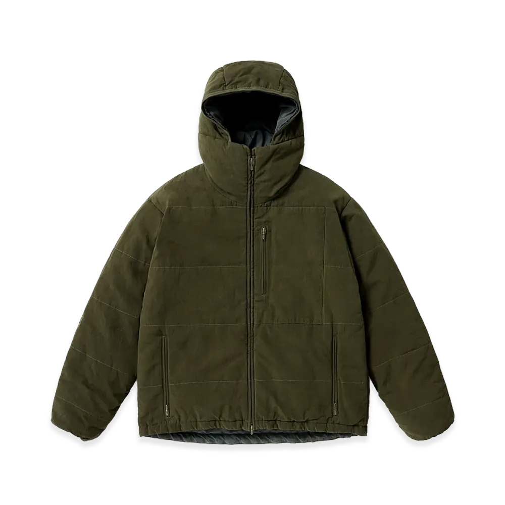 A.PRESSE Washed Cotton Silk Linen Padded Jacket "Olive"