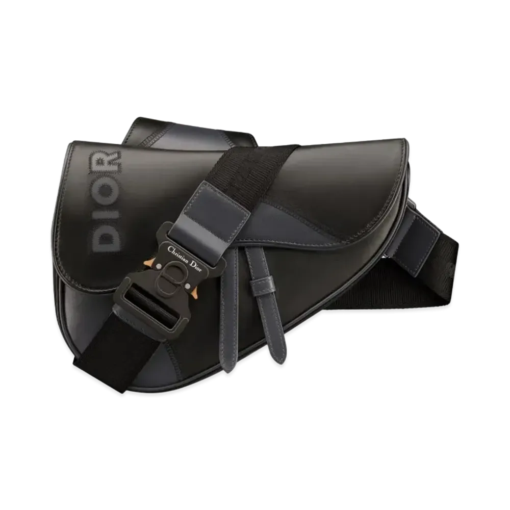 Dior Saddle Bag Smooth Calfskin Marquetry Dior Signature "Deep Gray"