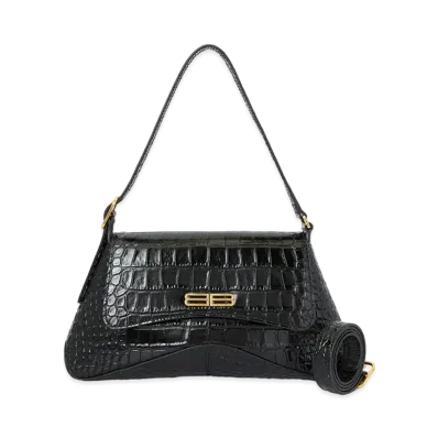 BALENCIAGA Calfskin Flap Bag "Black"