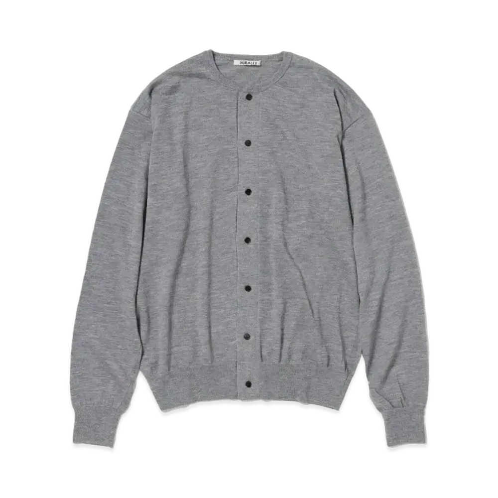 AURALEE Cashmere Hard Twist Knit Cardigan "Top Gray"