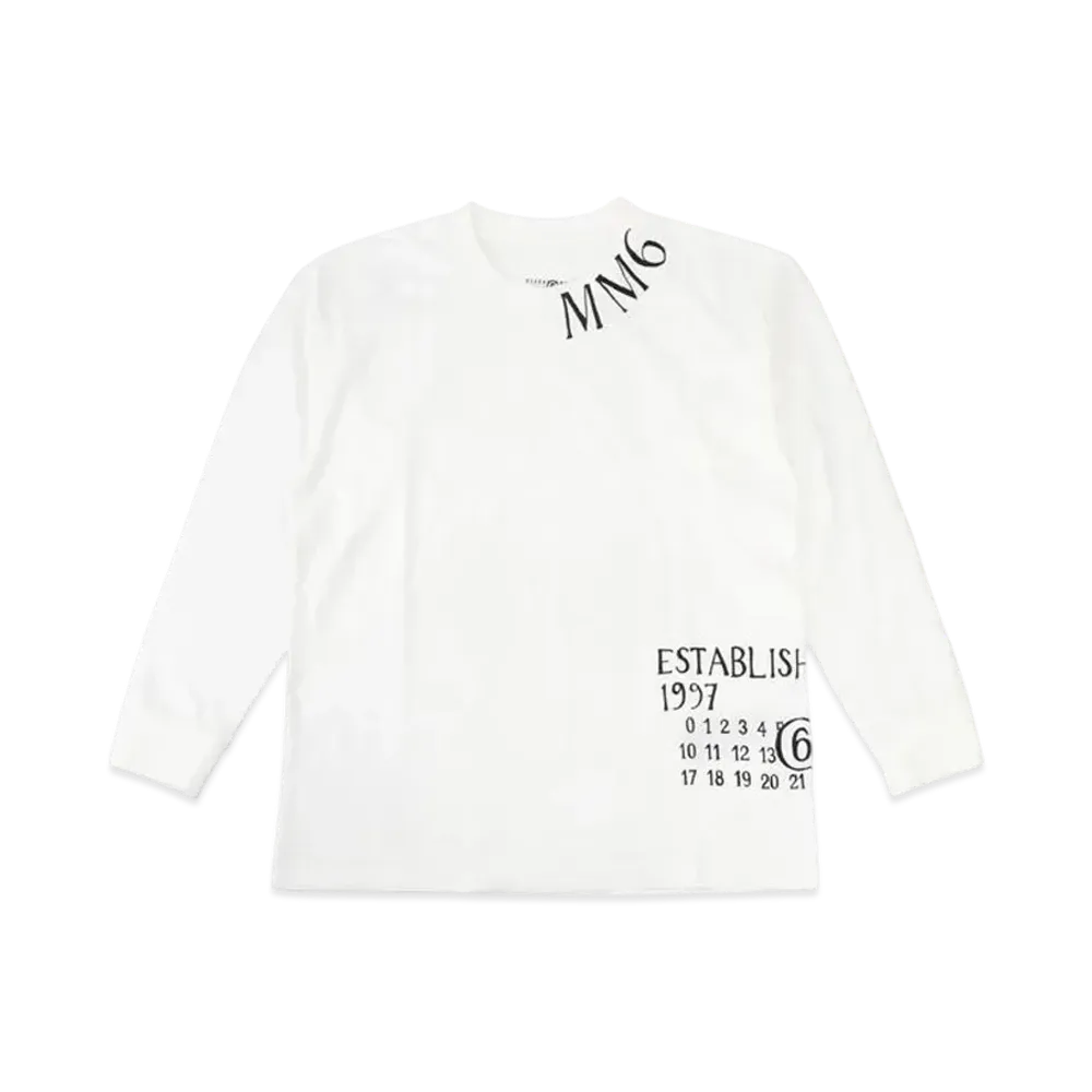 MM6 Maison Margiela Men's Printed Logo Sleeve T-Shirt "White"