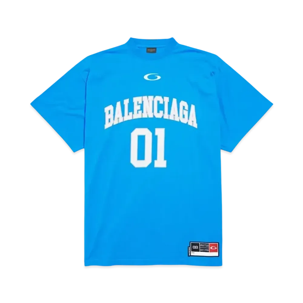 BALENCIAGA Men's Basketball Series Oversized T-Shirt "Blue"